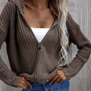 Hooded Zip Front Cardigan